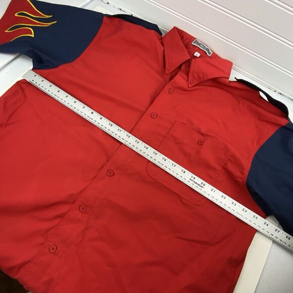 VTG Flames Western Bowling Fishing Button Up Red Shirt Mens Size XL Pro Wear One - Picture 9 of 13